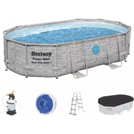 Каркасный бассейн BESTWAY POWER STEEL OVAL 488х305х107см, 7250л ротанг Каркасный бассейн BESTWAY POWER STEEL OVAL 488х305х107см, 7250л ротанг