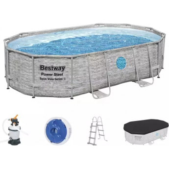 Каркасный бассейн BESTWAY POWER STEEL OVAL 488х305х107см, 7250л ротанг Каркасный бассейн BESTWAY POWER STEEL OVAL 488х305х107см, 7250л ротанг