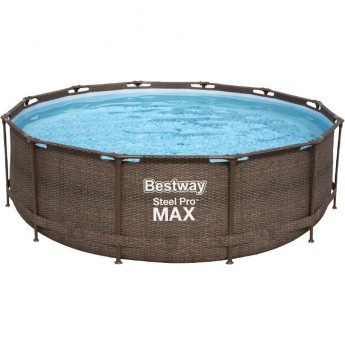 Каркасный бассейн BESTWAY STEEL PRO MAX 366х122 см "Ротанг", 10250 л, фильтр-насос 2006 л/ч, лестница, тент